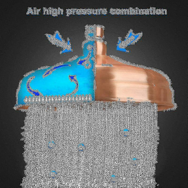 Kobber Dusjhode, 20cm (8 tommer) Diameter, Høytrykks Fast Dusjhode Med Justerbar Vinkel Dusjhode Regn Dusjhode - Gull