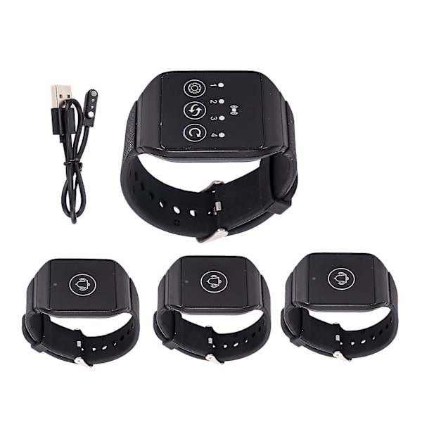 Trådlös Armbandspager Multifunktionell Ipx7 Vattentät 433.92mhz Klockpager För Restaurang-Paging System 3 För 1