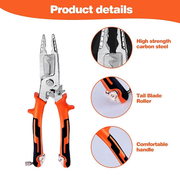 2024 Ny Trådstripper Tang med Halecutter, Multifunktionel Trådstripping Crimping Tool til Elektriker & Linjemand