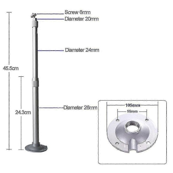 Universal 20-40cm Projektor Tak- og Veggfeste i Aluminium, 15kg Kapasitet, Nk Shopping