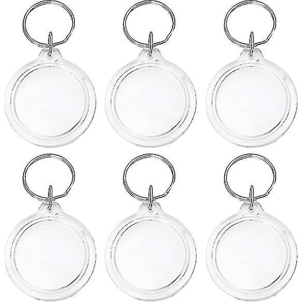 Set Of 6 Personalized Photo Keychain, Round Transparent Photo Keychain With Ring For Double Sided Photos, Photo Keyring For Family, Friends, Gifts And