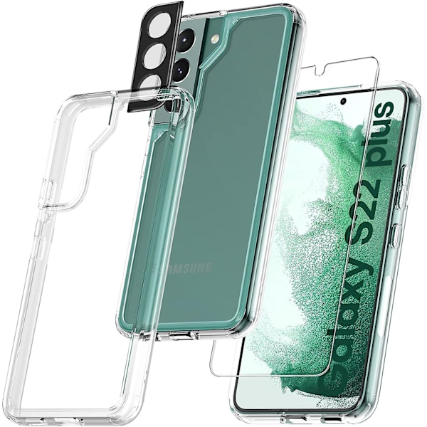 5 i 1 Klar Beskyttelsesetui til Samsung Galaxy S24 Stødsikkert Bumper Telefoncover Med 2 Skærmbeskyttere & 2 Linsebeskyttere transparent for galaxy s24 plus