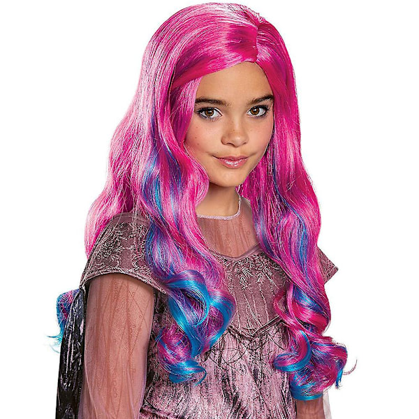 Descendants 3 Cosplay-peruukki lapsille ja tytöille, ombre-väri, pitkä, kihara, aaltoileva