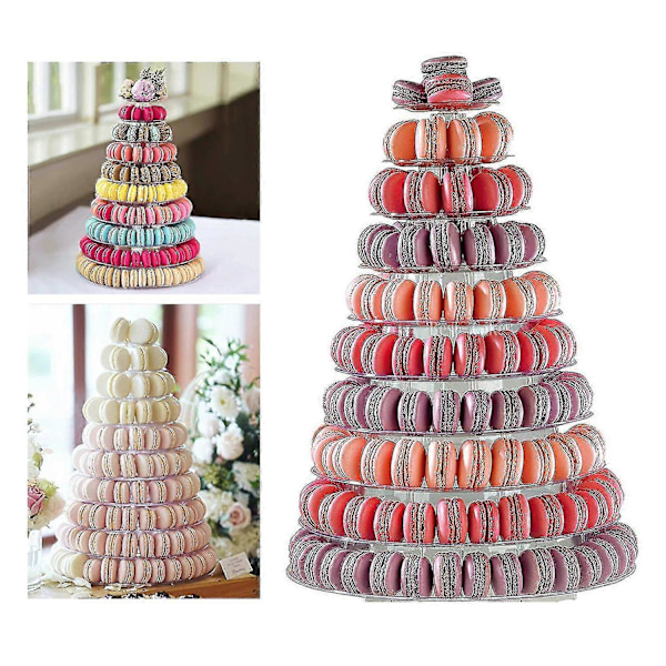 10-vånings 4\" - 13\" Dia Macaron Cake Tower Display Stand för franska Macarons