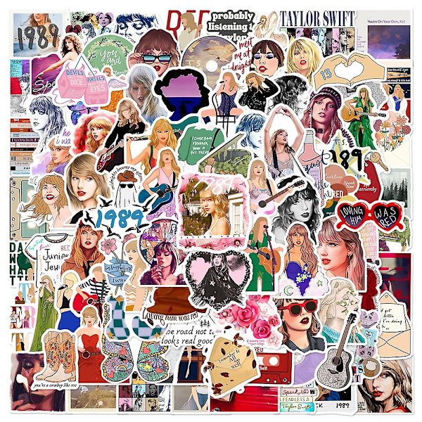 100 stk./sæt Taylor Swift Musiksticker, Sangers Album Stickers til Voksne Teenagere Børn, Vandafvisende Dekaler til Vandflaske Laptop Telefon Skateboard