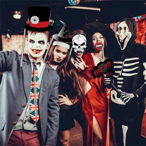 35 kpl Halloween-juhlan valokuvausrekvisiittaa naamioiden hauskoja selfie-rekvisiittaa juhlatarvikkeita