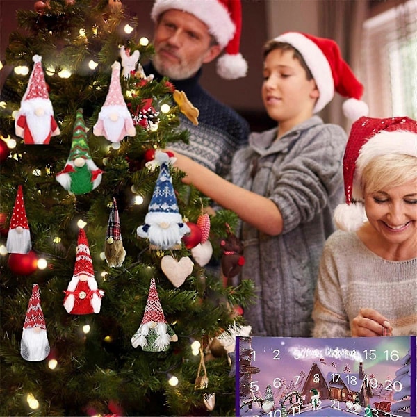 Jultomtekalender med Samlartomtar Tomte Plyschleksak Tomte Nedräkningskalender för