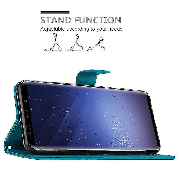 Etui til Samsung Galaxy S9 Foldbar Telefon - Deksel - Med Stativfunksjon Og Kortlomme blue