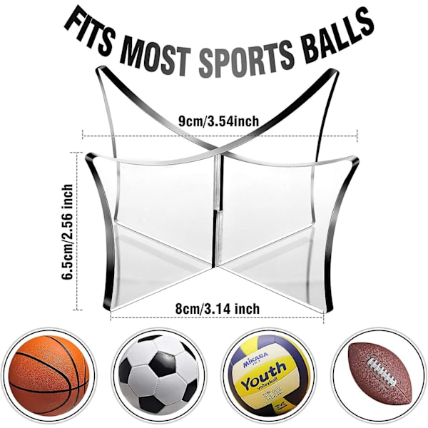 3 stk. Basketballstativ Fotballstativ Akryl Ball Displaystativ Transparent Basketball Fotball