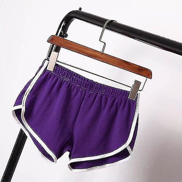 Sportshorts til kvinder - Hjemmecasual, ensfarvet, trendy yogabukser til stranden, søde farver, hotpants purple l