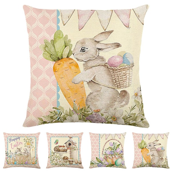 Pääsiäisprintti-tyynynpäällinen, Bunny-tyynynpäällinen, sohva, makuuhuone, kodin sisustus 4pcs