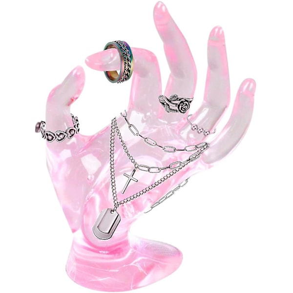 Hånd Ok Geste Ring Display Stativ Klar Armbånd Hånd Display Støtte Pink Smykke Display Ring Holder Hånd Plastik Mannequin Hånd Stativ