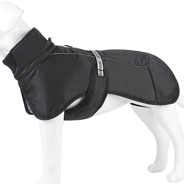 Varm jakke for stor hund med refleks, vindtett, quiltet vest, klær, jakke med sele, utendørs hundebekledning black 5xl