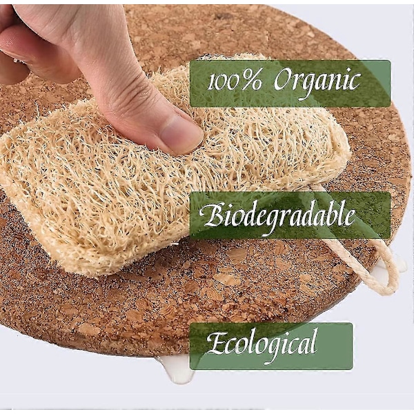 6-pack ekologiska luffasvampar 100 % organiska, biologiskt nedbrytbara och komposterbara, naturliga @
