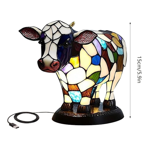 3D Dyr Bordlampe Farvet Harpiks Dyr Bordlampe Retro Natbord Lampe, Maleri Sengelampe Dekorativ Dyr Natlampe cow b