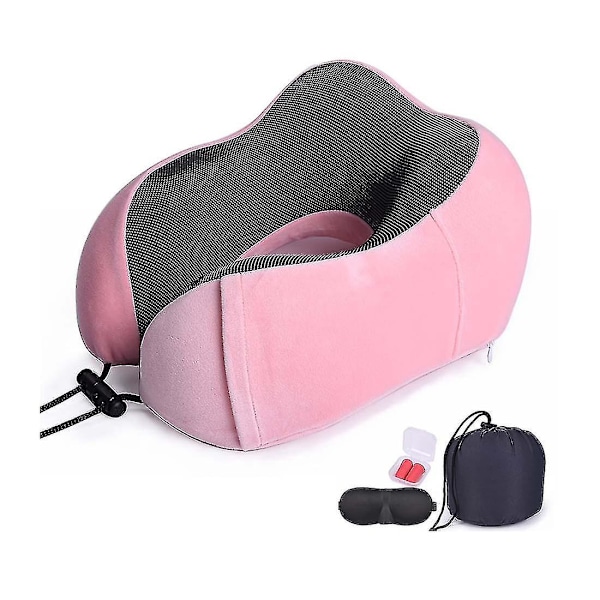 Travel Pillow, Memory Foam Neck Pillow For Travelling Or Flight, Ergonomically Designed Neck Support Pillowpink