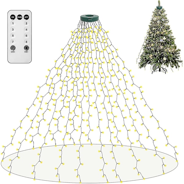 Julgransljus, 400 LED-julgransljus med 8 ljuslägen och minnesfunktion, 6,6 fot x 16 ljusslingor med timerfunktion och fjärrkontroll F