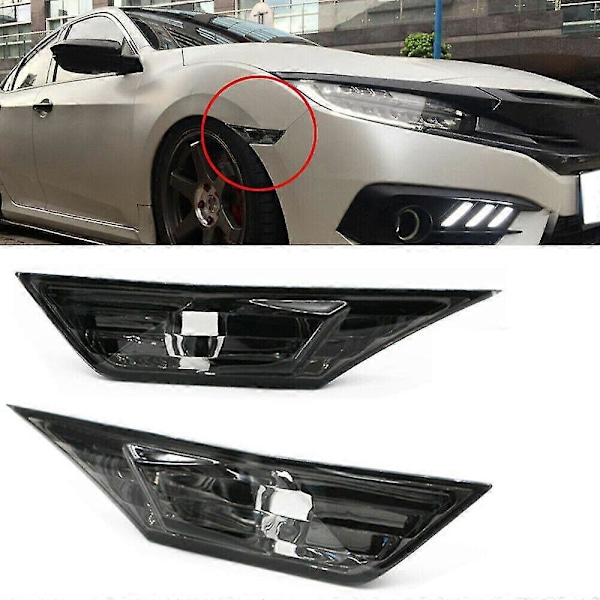 Røyktetede Sidemarkerlamper Kompatibel med 2016-19 Honda Civic JDM