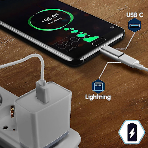 Lightning Adapter Hun USB-C Opladning og Synkronisering - Sølv