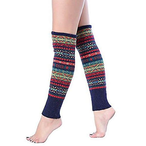 Dam Leg Warmers Stickade Tjocka Varma Långa Benvärmare Bohemian Stickade Virkade Stövlettsmanschetter Toppar
