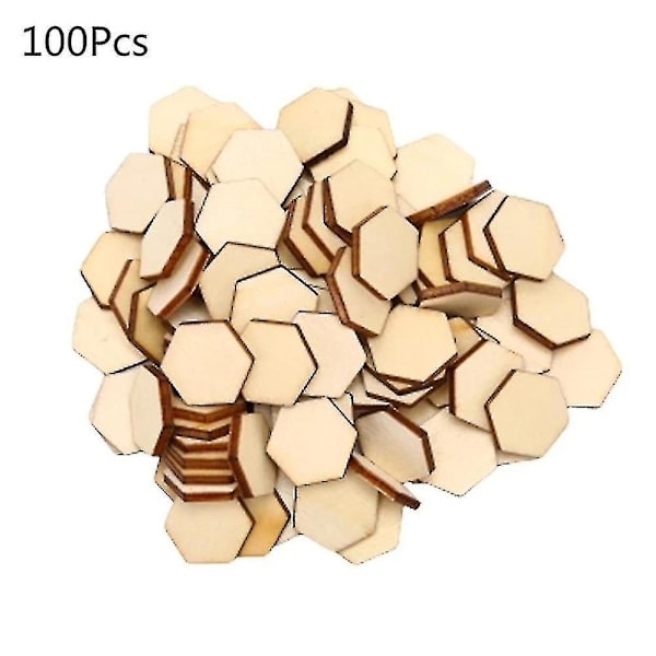 100 stk Treflisser Hexagon Ubehandlet Treutklipp Naturlig Farge For Laser- Kutt 1cm