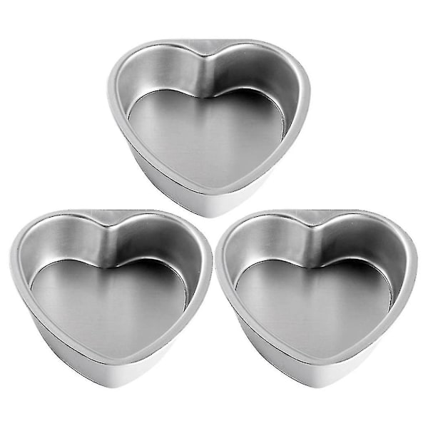 3-pack hjärtformade kakformar i aluminium med non-stick-beläggning, set med 3 formar för bakning med löstagbar botten - 4 tum