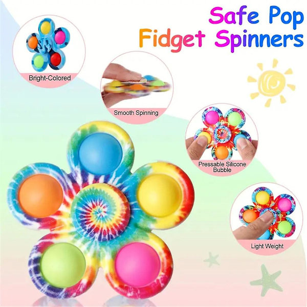 6 st/set Fidget Toys Spinners för barn vuxna, julstrumpa Goodie Bag Stuffers Party Favors Bubble Pop Sensoriska Stress Relief Leksaker, Födelsedagspresent