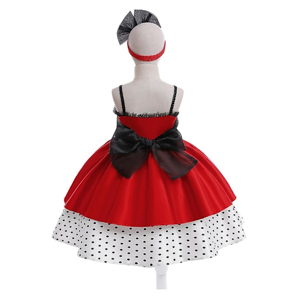 4-9 år Jente Polka Dot Kjole Hodebånd Overermer Antrekk Sett Prinsesse Cosplay Halloween Karneval Fancy Dress 7-8 years