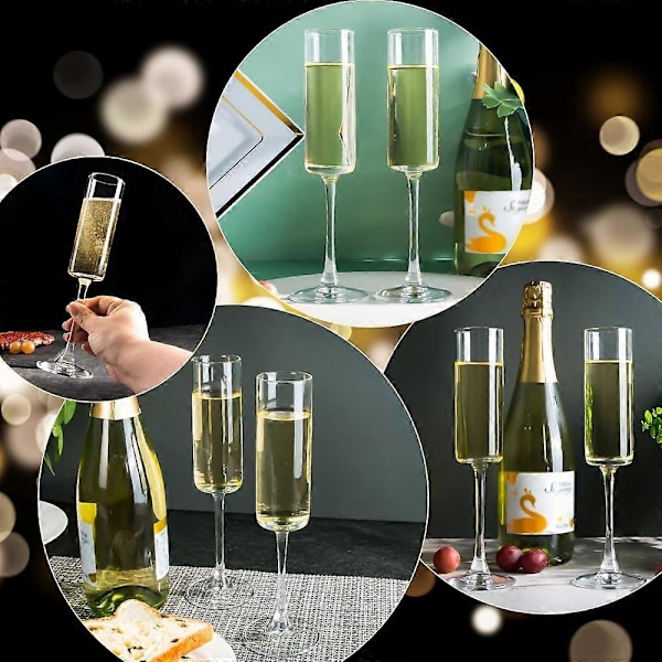 Elegant Champagneglasssett med 4, Glass Champagneglass for Bursdag, Bryllup, Fest Klar