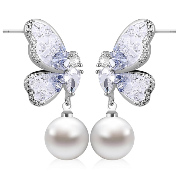 1 Par Butterfly Øreringe Butterfly Pearl Drop Øreringe Dangle Øreringe Æstetiske Øreringe Statement Øreringe