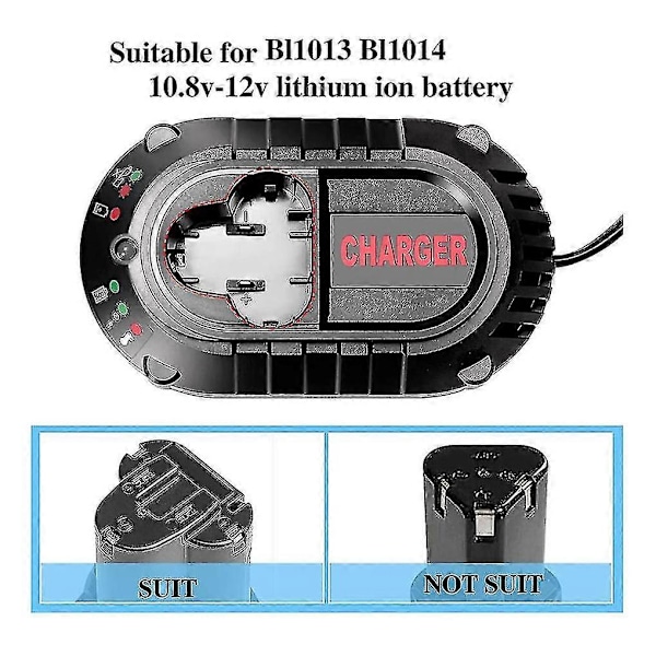 Batterilader for Bl1013 Bl1014 10.8v-12v Litium-ion Batterier Dc10wa Elektrisk Drill Skrutrekker