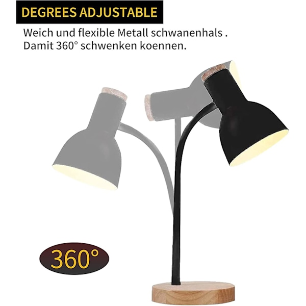 Tre LED skrivebordslampe med armer - Leselampe - Skrivebordslampe - Sengelampe