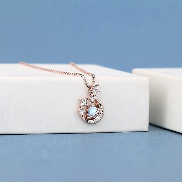 Månesteins Halskæde Choker Halskæde Til Kvinder Regnbue Syntetisk Månestein Med Sterlingsølv Kæde 16-18 Dainty Kort Halskæde Gave Til Kvinder rose gold