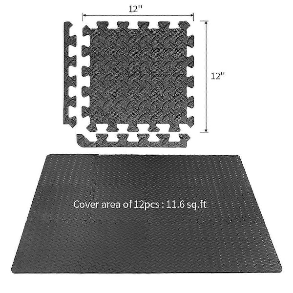 12 stk. Matter og Hjemmetreningsgulv Skumgulvmatter Treningsmatte Gulv for Gulv Skumgulvfliser Bla