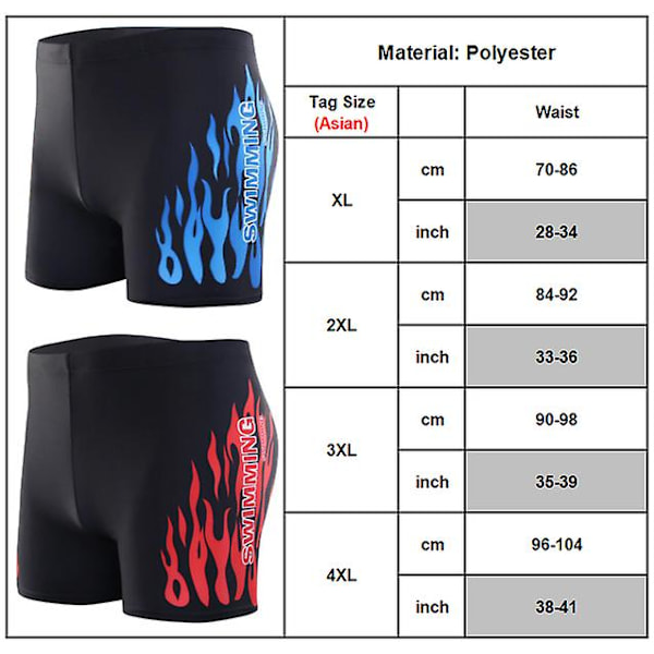 Miesten Uimahousut Alusvaatteet Uima-Boxerit Shortsit Alushousut Housut black - blue flame 4xl