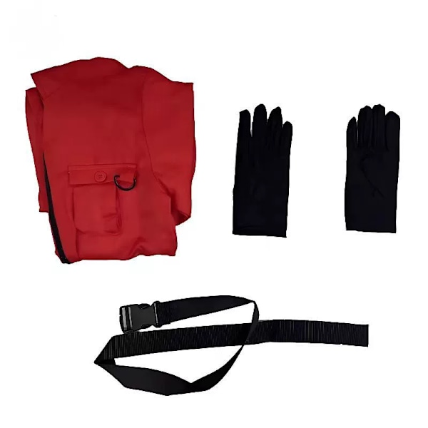 Børne Halloween Squid Game Cosplay Jumpsuit Kostume Sæt - HZ red + round mask 11-12 years old