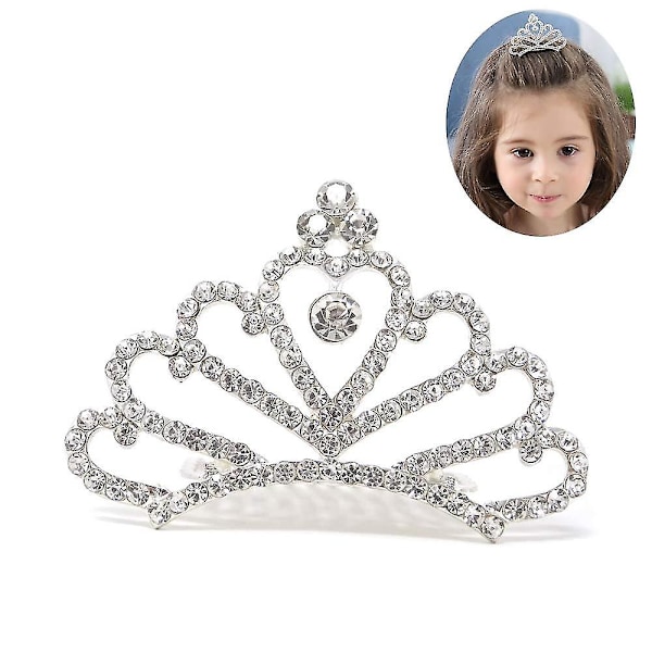 Prinsesse Tiara Kam, Blomsterpige Krystal Rhinestone Krone Hårkam Hårtilbehør 01