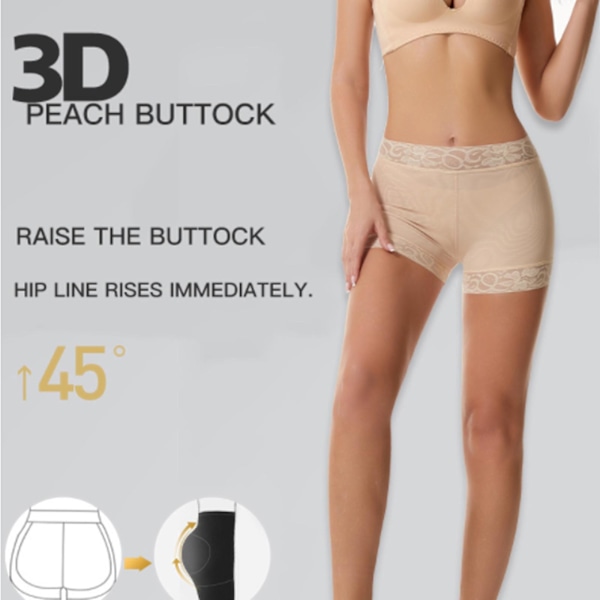 2x Butt Lifting Shapewear, Curveshe Fajas Shorts för kvinnor, Body Shaper Shorts Tummy Control Underkläder Hög Midja Sömlösa Spets Trosor 2pcs black l