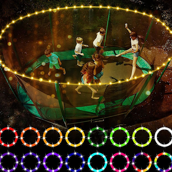 Trampoliinin reunavalo, RGB LED-nauhavalo kaukosäätimellä, IP65 vedenkestävä, 4 tilaa ja 16 väriä, helppo asentaa