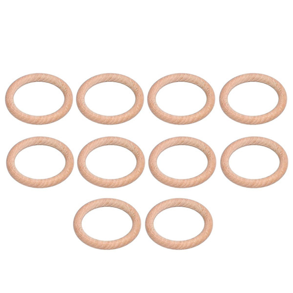 Naturlige tresirkler for smykkeproduksjon - 10 stk uferdige DIY treringer, 7 cm størrelse, ideelt for babytenner