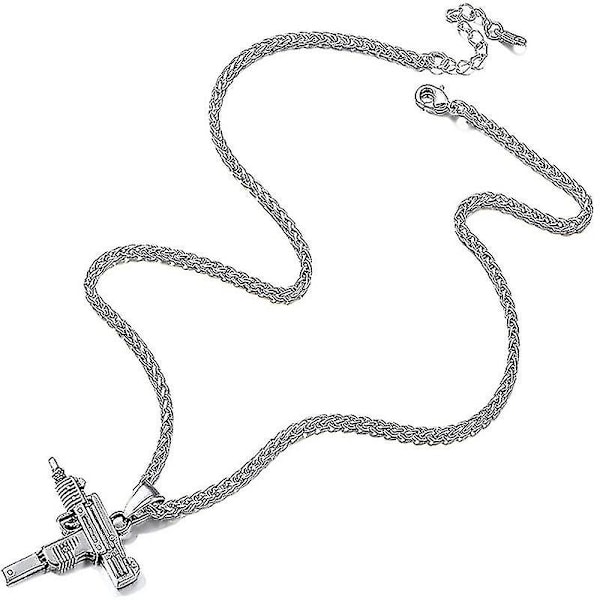 Halsband med UZI-hänge för män i 925 sterling silver - 56 cm silver