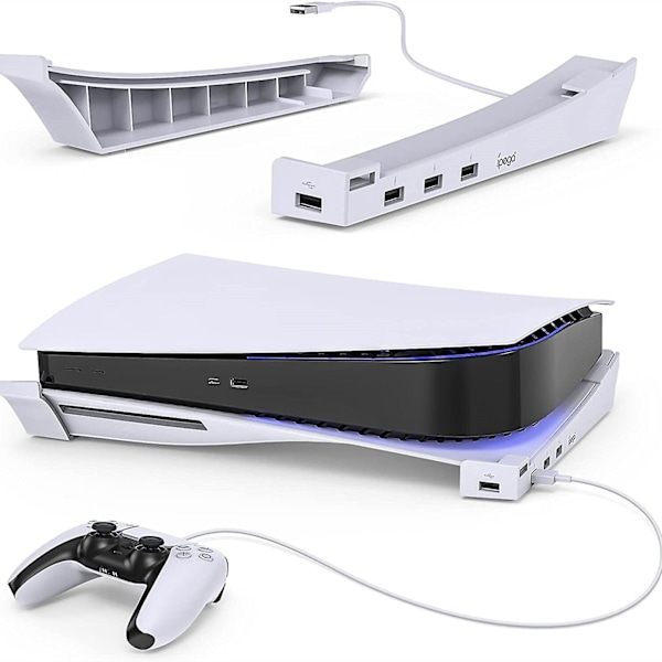 For Playstation 5 Konsol Vandret Stativ Opgraderet Skrivebordsstativ Med 4-ports