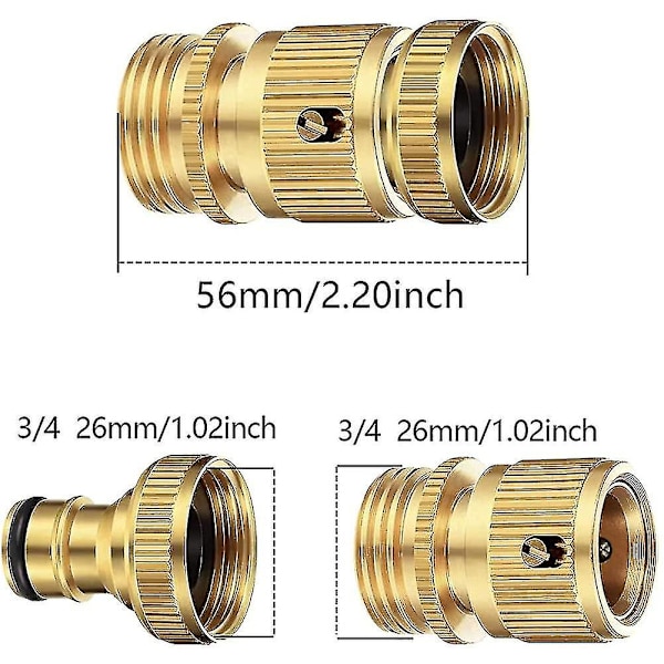 3/4 tums slangkoppling, slangkoppling, 2 st 3/4 tums slangkoppling, mässingslang