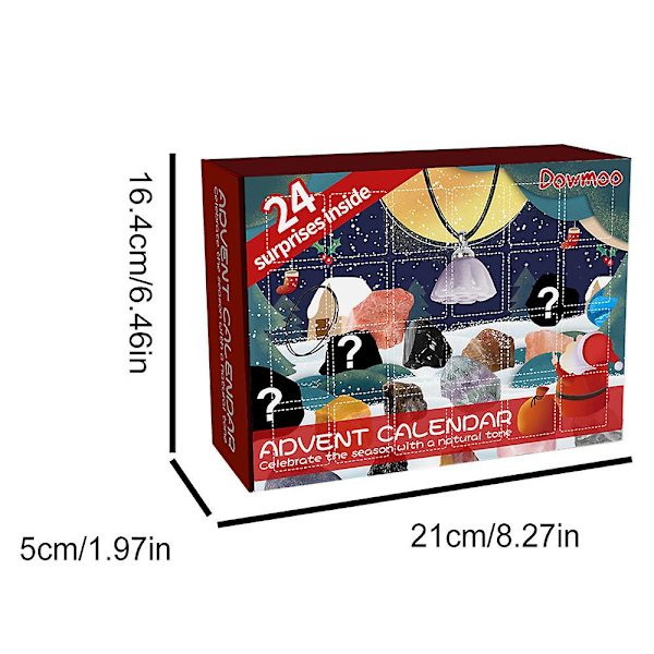 24 Galler Gem Jul Adventskalender Nedräkning Kalender 24 Dagar Kristall Sten Blind Box Barn Julklappar Leksaker