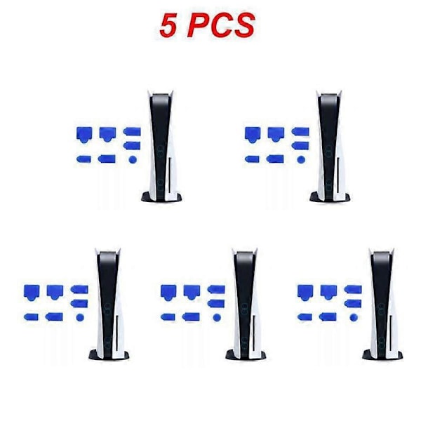 1~5 stk /sett Svarte Silikon støvpropper Sett USB HDM Grensesnitt Anti-støvdeksel Støvtett Plugg for PS5 Spillkonsoll Tilbehør blue 5pcs