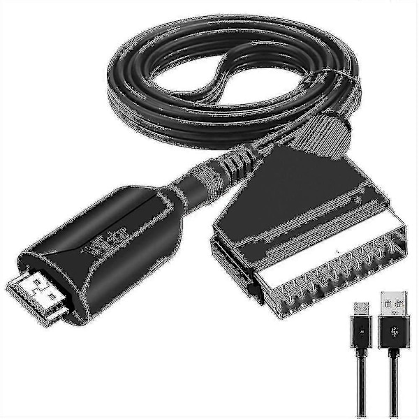 Hdmi till Scart-kabel 1 meter lång direktanslutning bekväm konvertering Fk