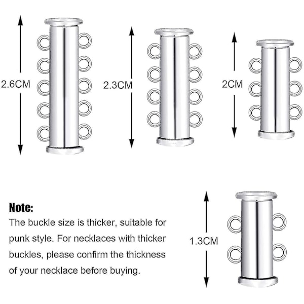 8 Stykker 4 Størrelser Skydeknap Lås Halskæde Stik Multi Strands