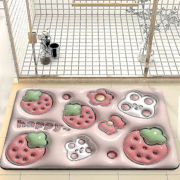 3D Diatomitt-gulvmatte Bad Absorberende Sklisikker Vaskbar Badematte Dørmatte - q34