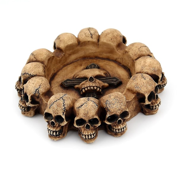 Ashtrays Resin Skull Ash Container Spooky Human Skull Ashtray Smoking Room Office Bar1pc-brown