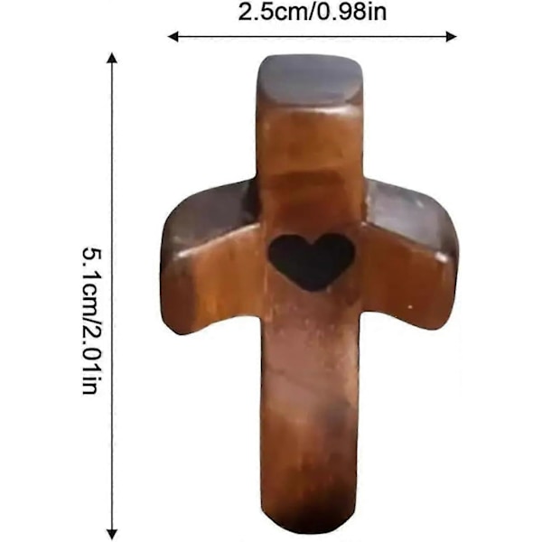 Emotionaalinen tuki - Risti sydämellä - Kannustava lahja, Taskukokoinen risti sydämellä -lahja, Kädessä pidettävä puinen risti laukkuun - SHENSHEN 5pcs